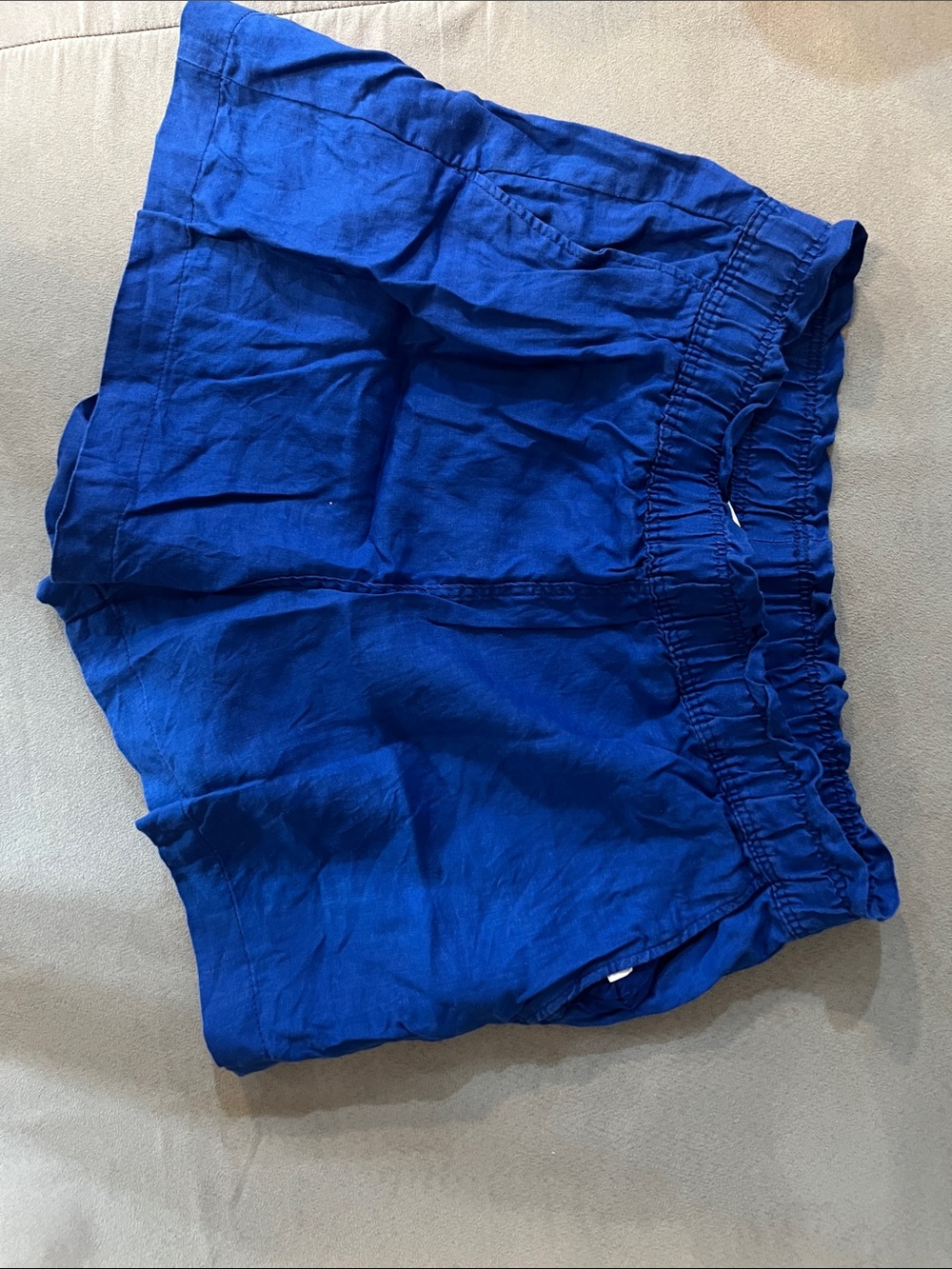 H&M Cobalt Blue Elastic-Waist Linen-Blend Shorts